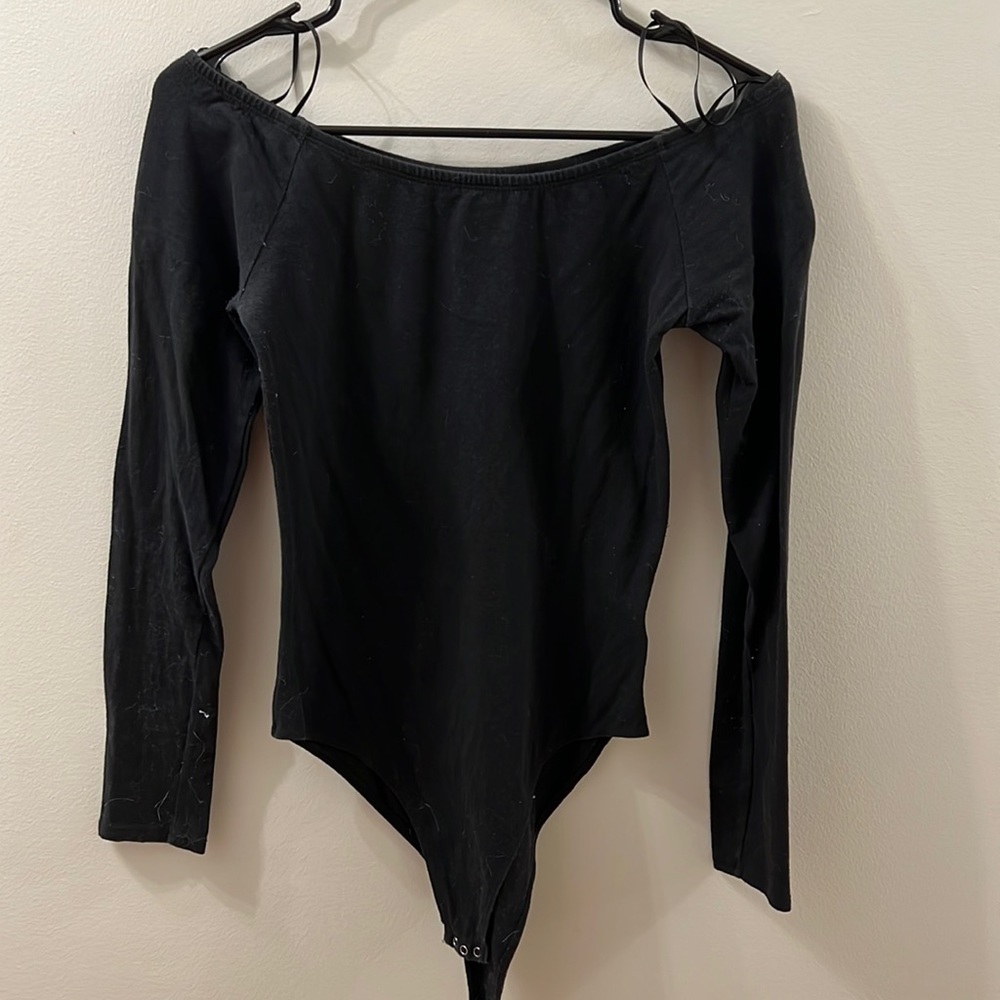 Black off the shoulder bodysuit